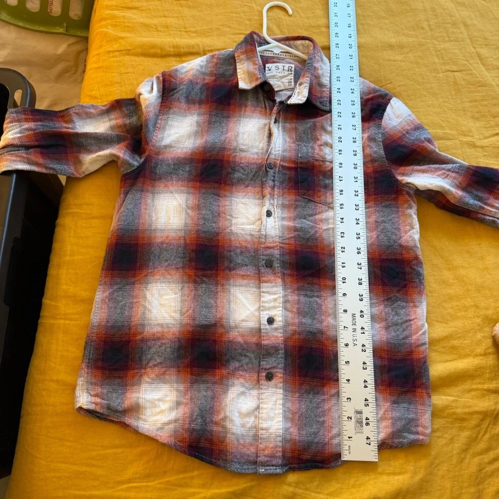 VSTR Premium Mens Plaid Flannel Long Sleeve Button Up Shirt Red Black White
